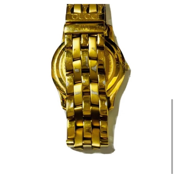 100% Authentic Men's Gucci 5400M Swiss Date Gold Plated Watch with Black Dial - Picture 2 of 4